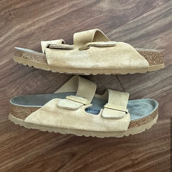 Birkenstock Women’s Suede Arizona Soft Footbed Sz 38 Buttercream Yellow - Picture 5 of 6